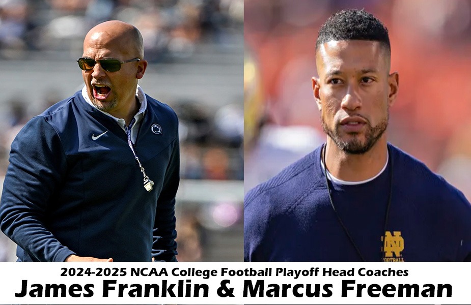 James Franklin and Marcus Freeman, image of 2024-2025 NCAA College Football Playoff Head coaches.